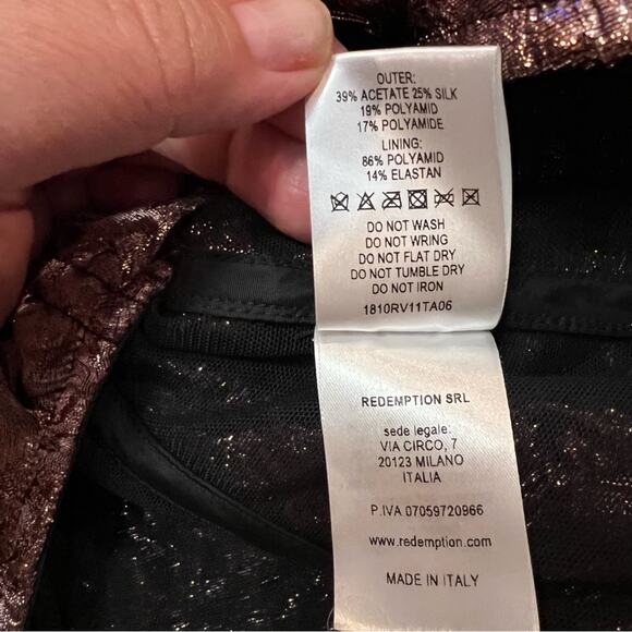 Redemption Womens NWT Textured Rose Gold Mini Tube Dress sz 36 IT 0 US - Picture 6 of 16